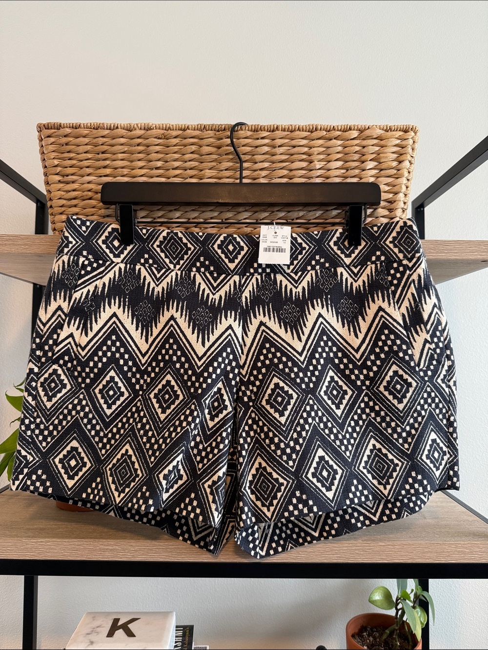 NWT J. Crew Mid-Rise Aztec Print Shorts, 12